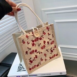 Floral Beige All Seasons Canvas Vintage Style Handbag